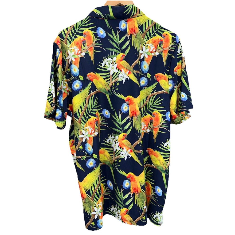 Bad Birdie NEW Mens Size XL Golf Polo "Tropicana" Floral Parrots All Over Print - Picture 6 of 10